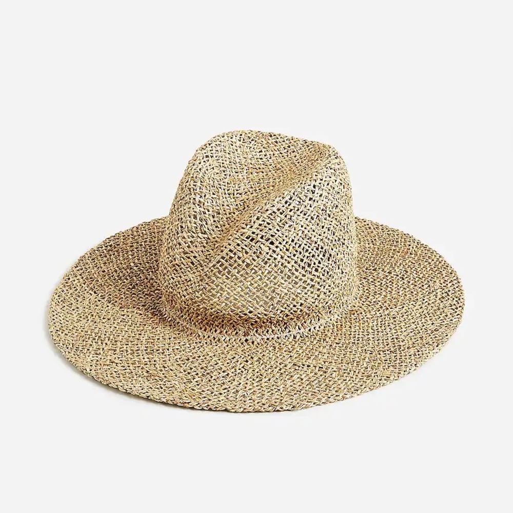 J. Crew Natural Straw Wide-Brim Fedora Hat